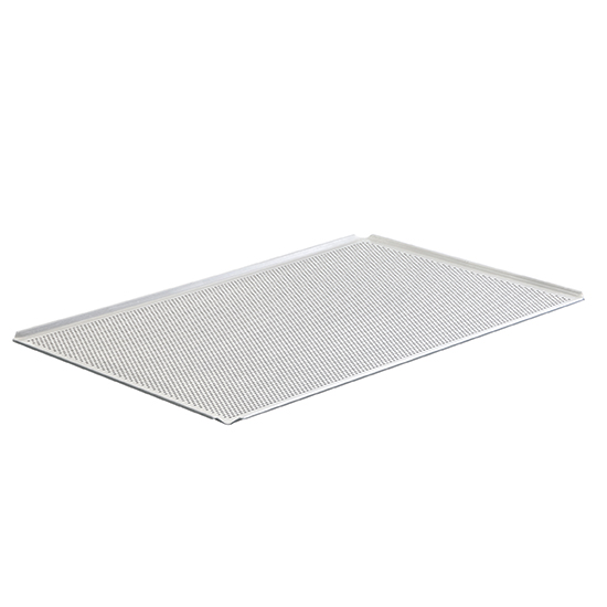 Bakplåt i aluminium untäckt, gn 1/1 - 4 sidor 45°, perforerad - 2