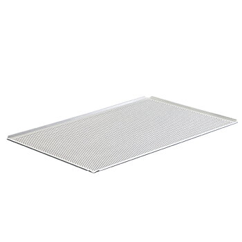 Bakplåt i aluminium untäckt, 600x400 mm - 4 sidor 45°, perforerad