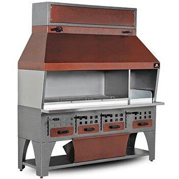 Kolgrill 2150 mm på basskåpet med asklåda och avluftshuva