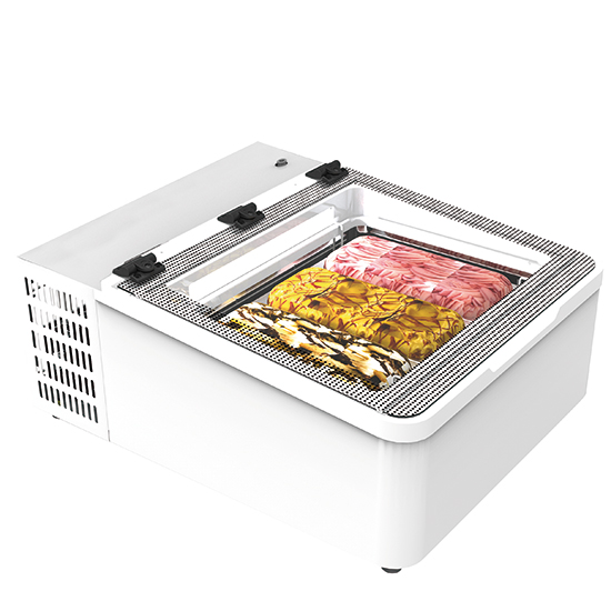 Glassdisk med statisk kylning, kapacitet 3x 5 liter, -10°/-22°c - 2