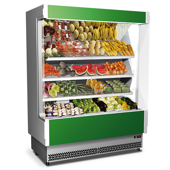 Vertikal multi-deck kyldisk 1330 mm med 3 hyllor , +6°/+8°c - frukt och grönsakss