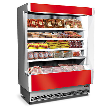 Vertikal multi-deck kyldisk 1080 mm med 4 hyllor , 0°/+2°c - förpackat kött