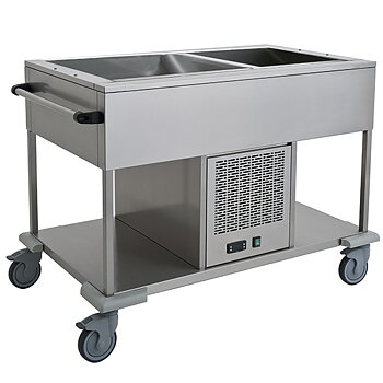 Kylvagn med mellanhylla, 1 handfat 2x GN 1/1 H = 150 mm, + 4 ° / + 10 ° CArbetstemp.: +1º - +5º C,  870x750 mm