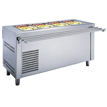 Bain-marie element, kyld 4x GN 1/1 på kylt skåp, 1600x700 mm
