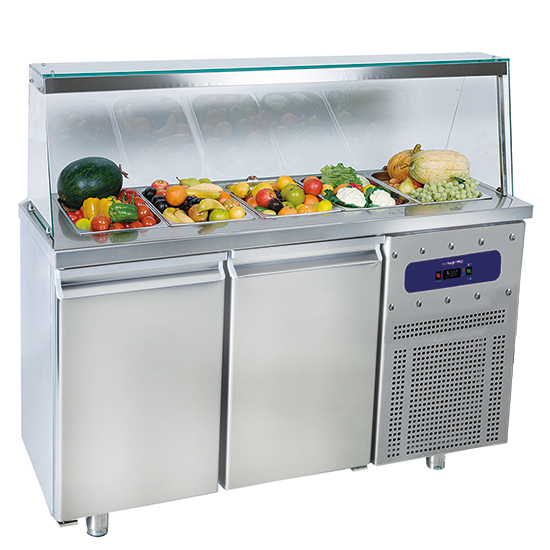 Saladette med 2 dörr gn 1/1 och glas struktur, 4x gn 1/1 h=150 mm, -2°/+8°c - 3