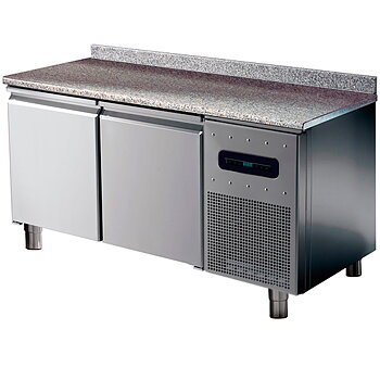 Kyldisk för konditor 2 dörr 600x400 mm med granit top med bakkant, -2°/+8°c