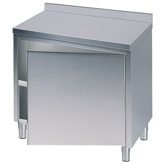 Neutral diskbänk med hängd dörrar, med bakkant, 600x600 mm - 2