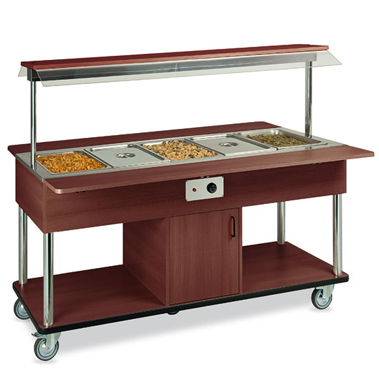 Bain-marie buffé 5x gn 1/1 på hjul, +60°/+90°c - 2