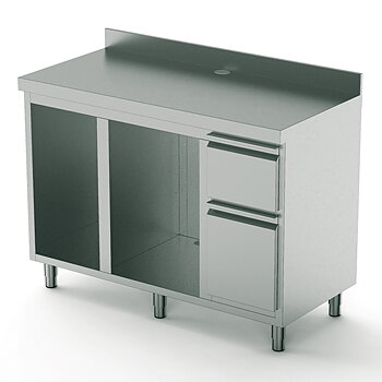 kaffemaskin bakbuffé 1500 mm med glasbricka / isbitfack