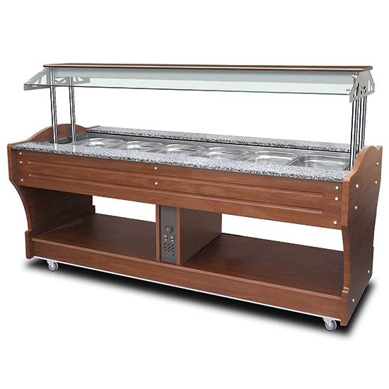 Bain-marie buffé, ö modell, 6x gn 1/1 h=150 mm, huven kan inte sänkas - 2