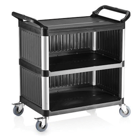 Multi-serveringsvagn gjort av plast med 3 nivåer, stängt på 3 sidor, 520x960 mm - 2