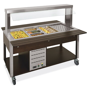 Bain-marie buffé på hjul, + 60 ° / + 90 ° C, 6x GN 1/1 h = 150 mm, 2260x680 mm
