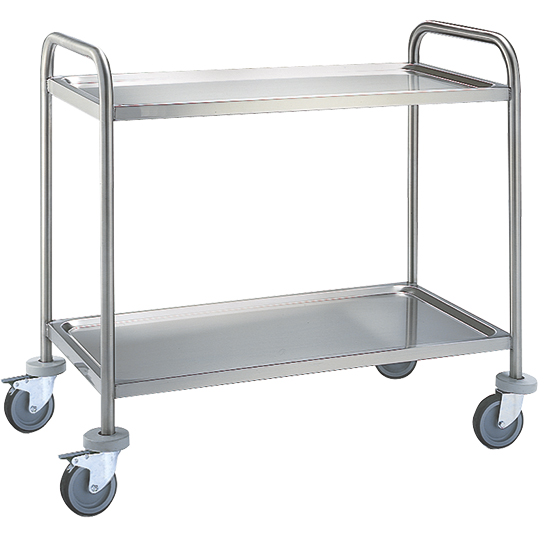 Serveringsvagn in rostfritt stål med 2 nivåer 780x430 mm - 2