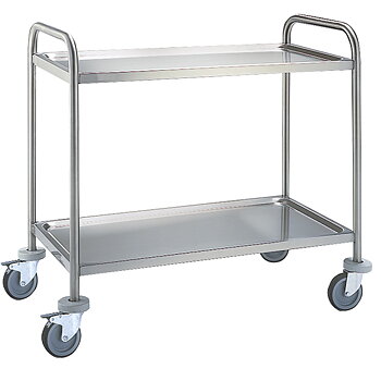 Serveringsvagn in rostfritt stål med 2 nivåer 780x430 mm