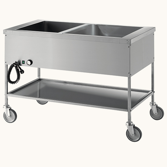 Bain marie, Elektrisk, med falsk botten, 2 bassänger GN 1/1 H = 200 mm, 2 temperaturzoner, 870x650 mm - 2