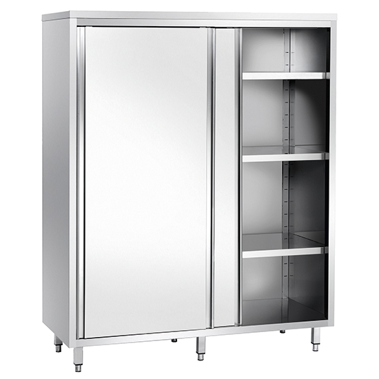 Högt förvaringsskåp med skjutdörr och 3 hyllor , 1000x700 mm