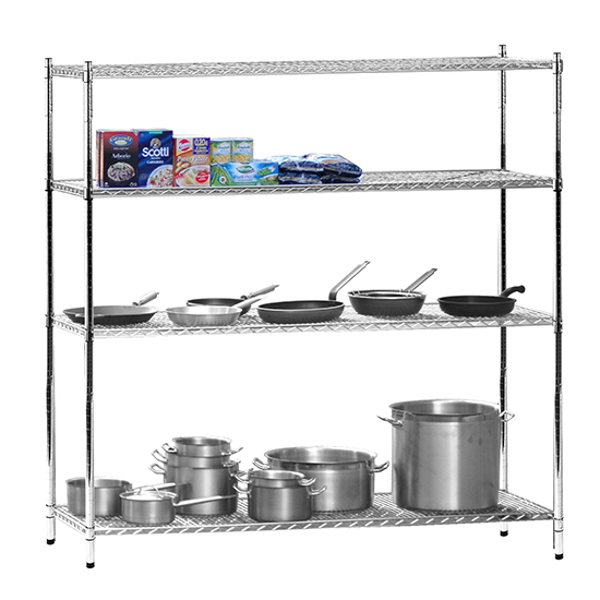 Hylla med kromade näthyllor, 1220x610 mm