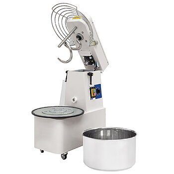 Spiral mixer på hjul, 25 kg/32 liter, 1 hastighet, med timer och extracbänk skål