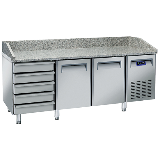Pizzabord 2025 mm med 2 dörrar 600x400 mm, 7 lådor EN