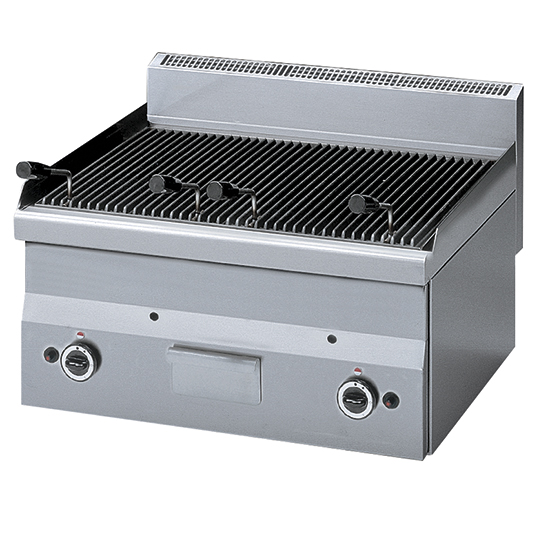 Gas driven lavastens grill, bänk