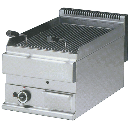 Gas driven lavastens grill, bänk