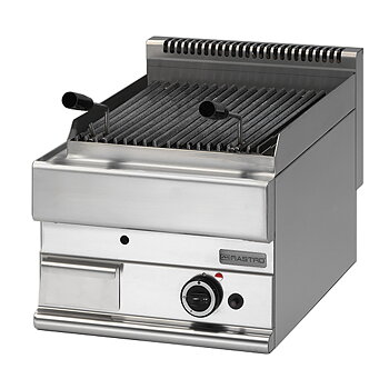 Gas driven lavastens grill, bänk