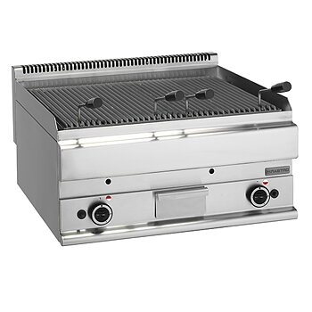 Gas driven lavastens grill, bänk