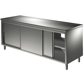 Neutral pass-through diskbänk med skjutdörrar, 1000x700 mm