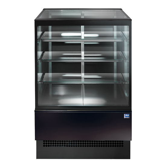 Varmdisk med 3 hyllor och vertikal front glas, ventilerad, l=1200 mm - ral9005 - 2