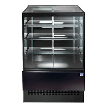 Varmdisk med 3 hyllor och vertikal front glas, ventilerad, l=1500 mm - ral9005