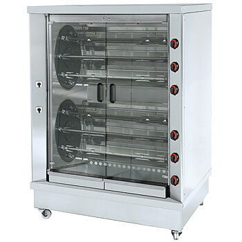 Elektrisk kycklinggrill med belysning, 6 Värmespottar för 36 kycklingar, 1300x750 mm