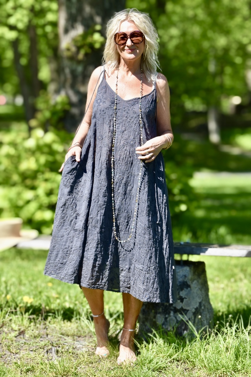 BOHO UNDIE LUXE COTTON DRESS CHARCOAL 