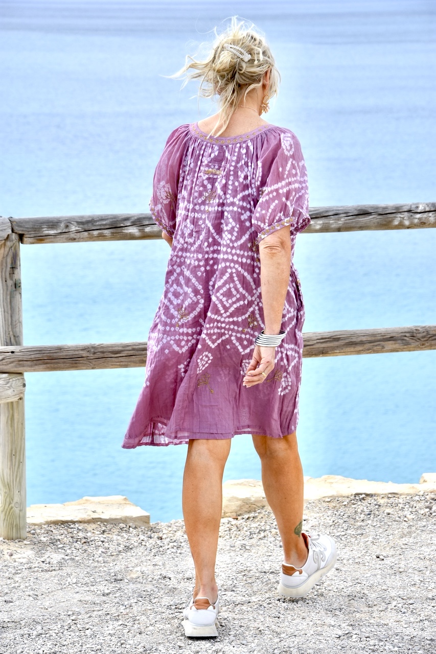 BARBARA BANDINI LOTUS DRESS DUSKY PURPLE Agencies Turquoise