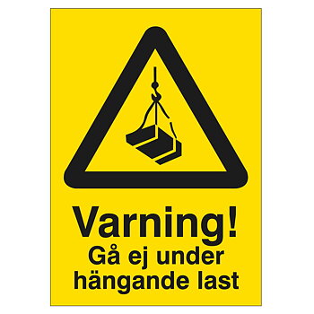 Varning gå ej under hängande last