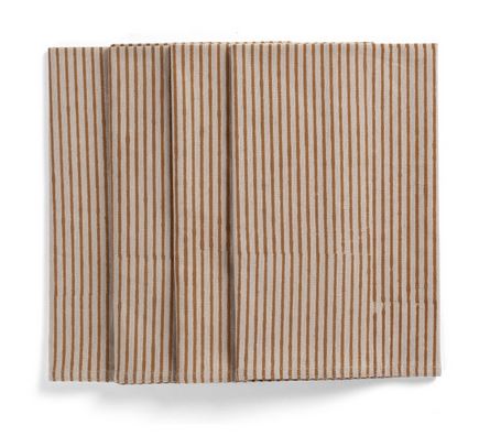 Napkins - Stripe - Ochra on Natural Beige - 50x50cm