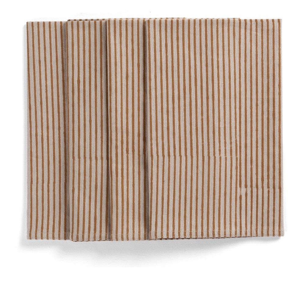 Napkins - Stripe - Ochra on Natural Beige - 50x50cm - 2