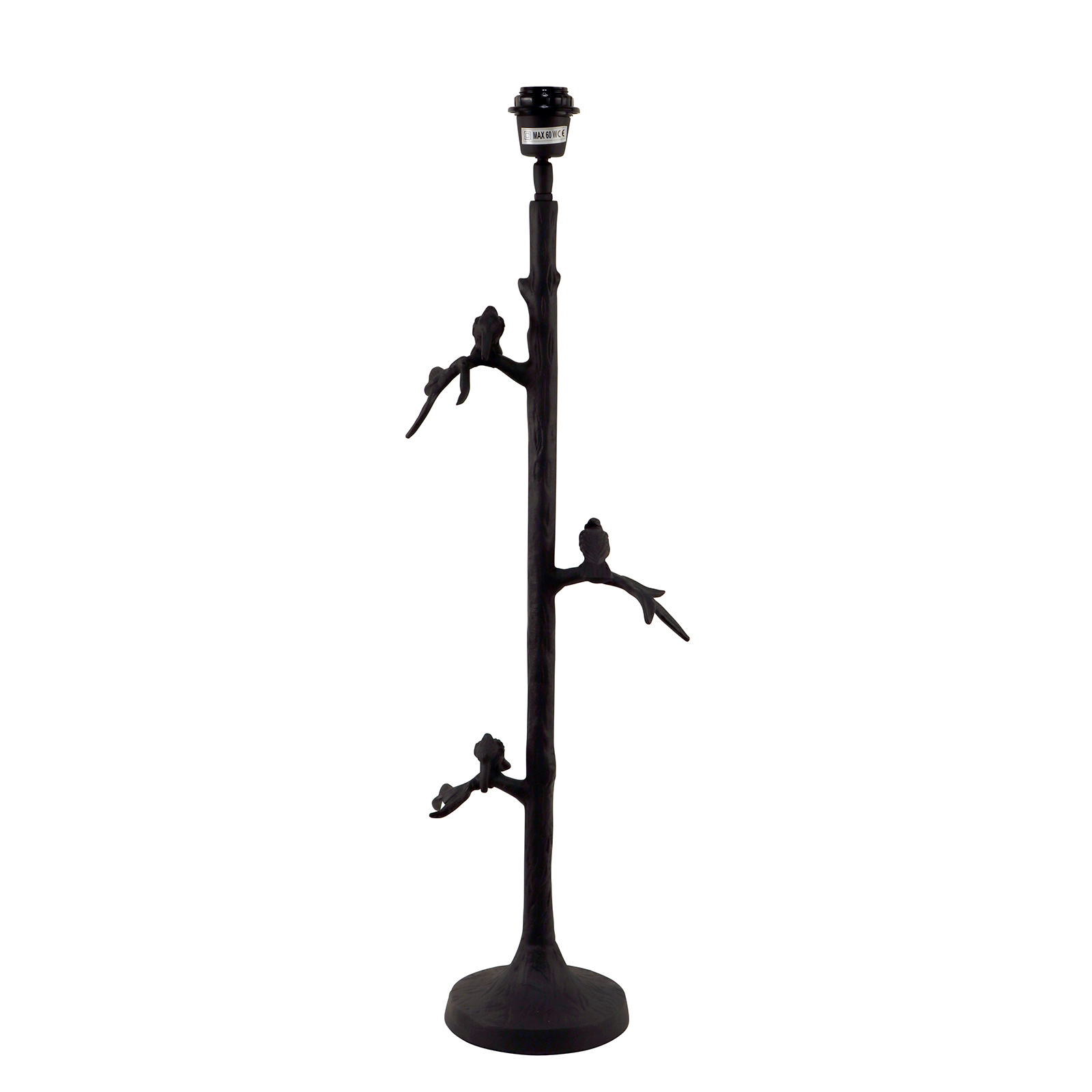 LAMP, TALL W.BIRDS, MAT BLACK