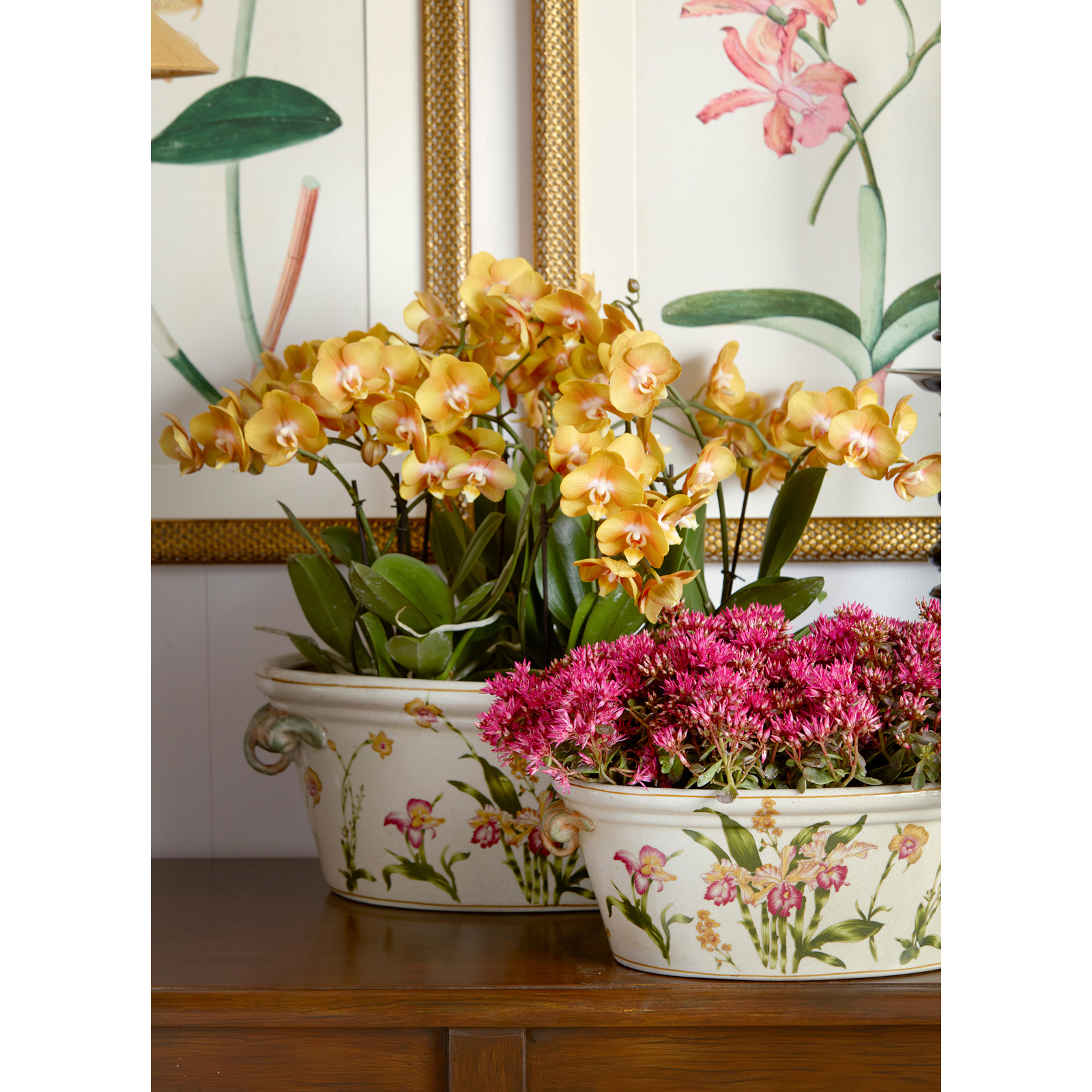 PLANTER, OVAL W/HDLS.ORCHIDS, - 2