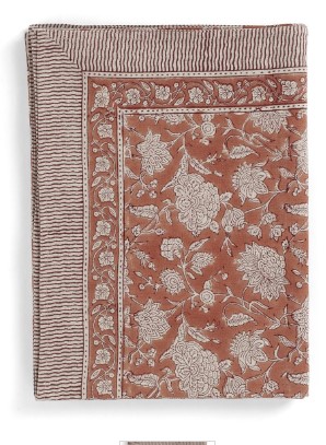 Bordsduk i linne Indian Rose Terrakotta Chamois 170*270