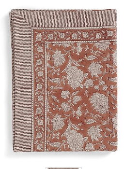 Bordsduk i linne Indian Rose Terrakotta Chamois 170*270