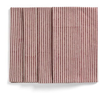 Napkins - Stripe - Red on Natural Beige - 50x50cm