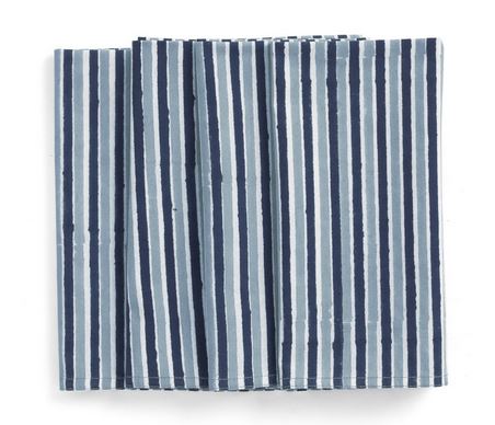Servett Stripe Klarblå/vit/ beige 50x50 Chamois 4 pack