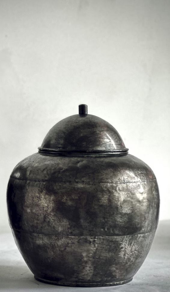 MAI  small round metal box with lid