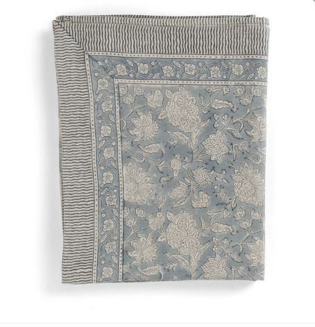 Linen Tablecloth - Indian Rose - Dusty Blue