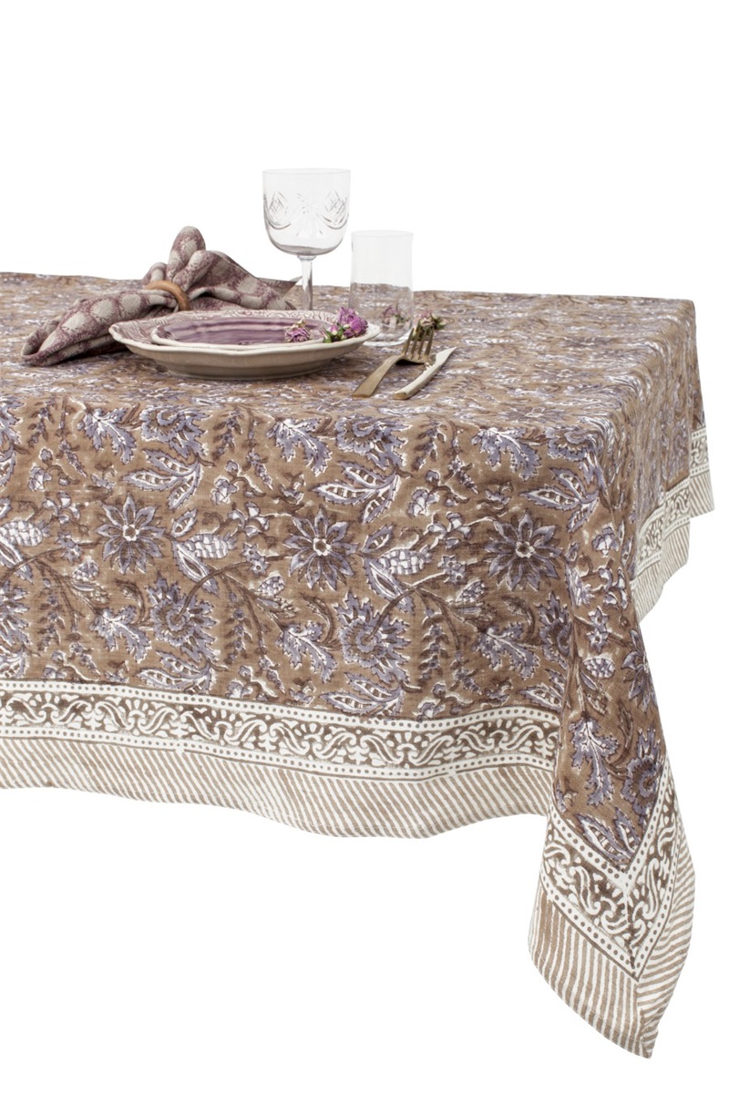 Linen Tablecloth - Indian Summer - Brown/Lavender - 2