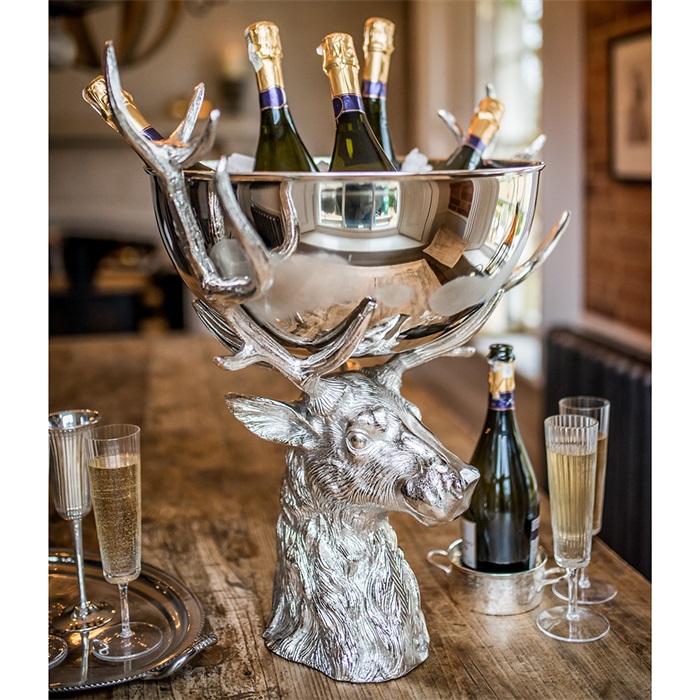 Large Punch Bowl With Stag Stand - 2