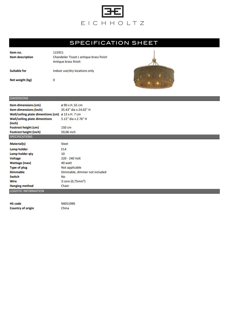 CHANDELIER TISSOT L - 6