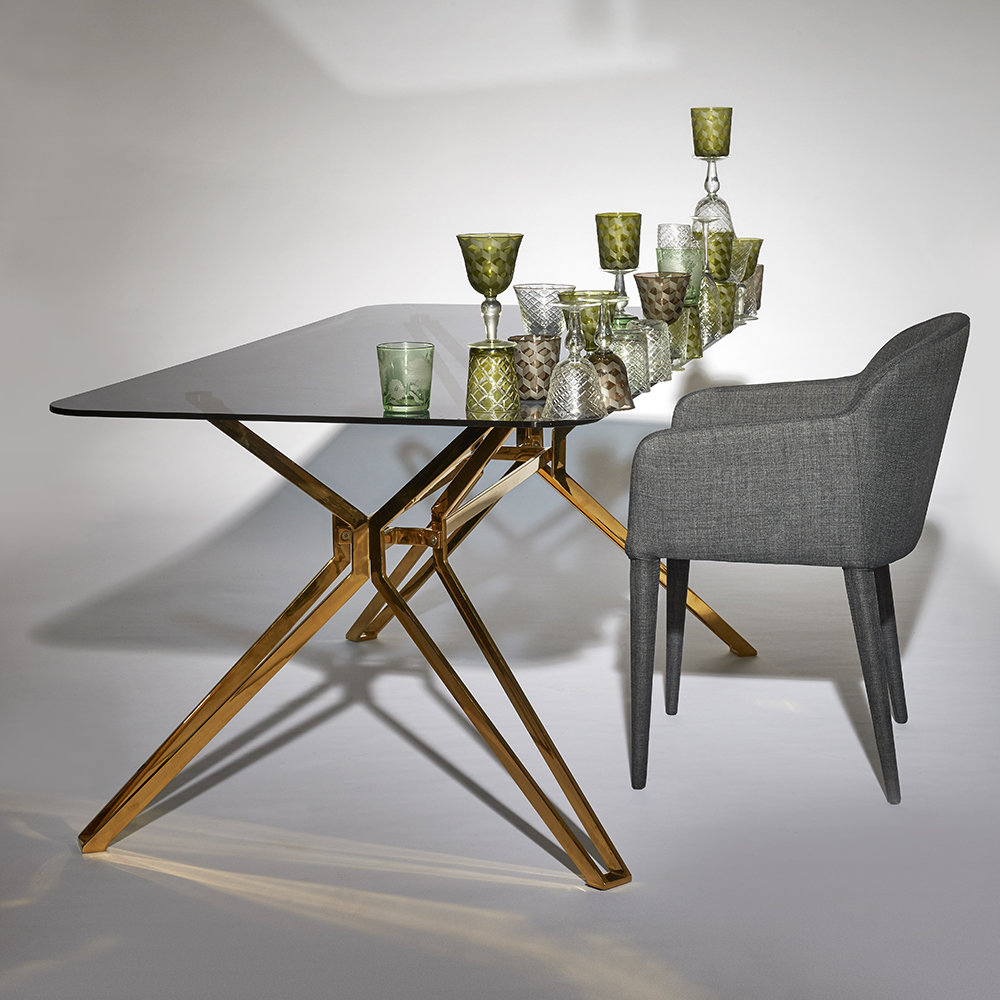 Table Rectangular Gold & Glass  - 4
