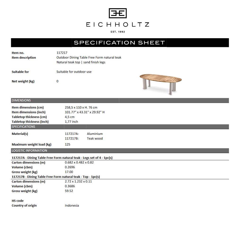 Outdoor Dining Table Free Form - 7