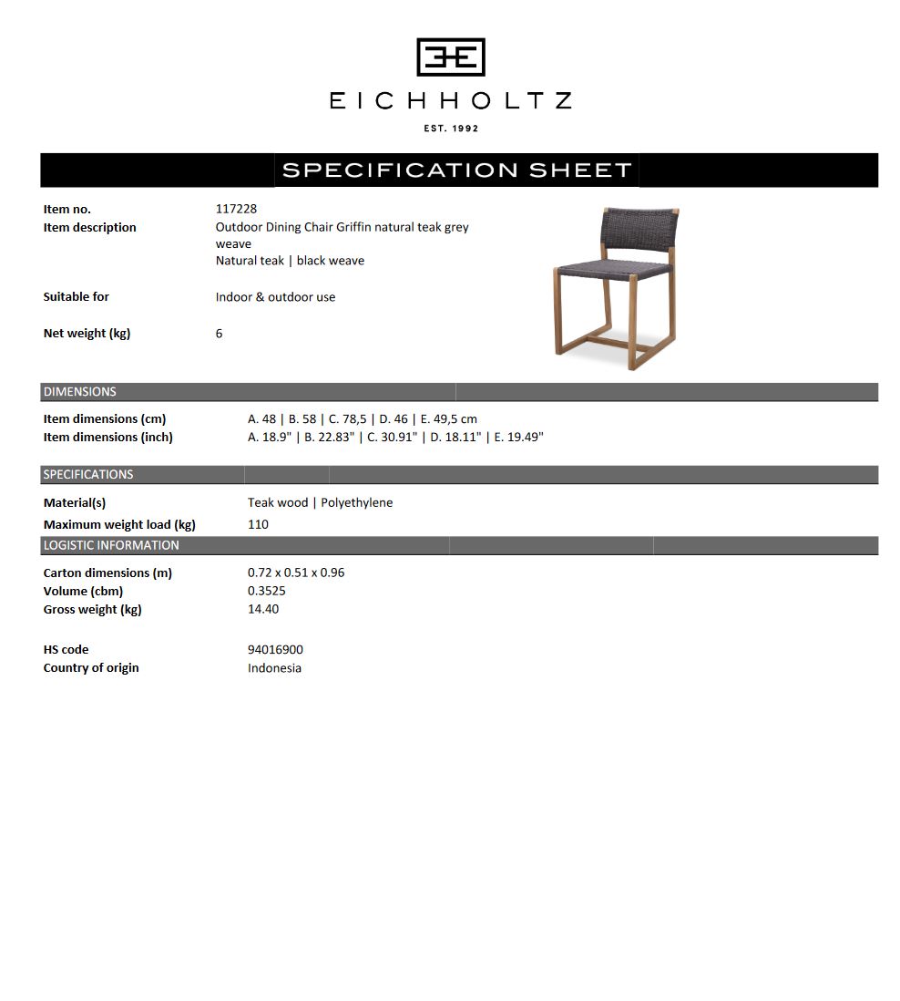 Outdoor Dining Chair Griffin - 7